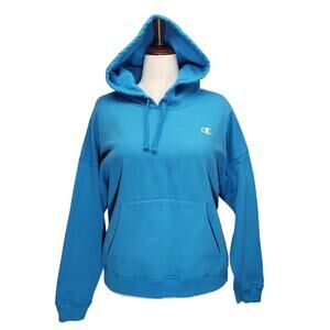 Champion Aqua Blue Hoodie Men’s (Fits XL) Embroidered Logo Pullover Athleticwear